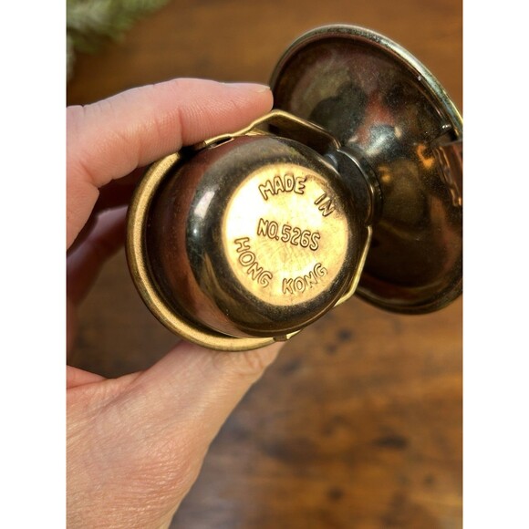 Vintage Miniature Oil Lamp Copper & Amber Glass W/Finger Holds Tilts Decorative - Picture 7 of 9